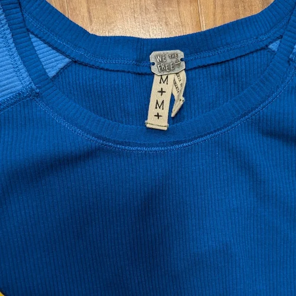 Free People Fancy That Long Sleeve T-shirt Women's‎ Medium Colorblock Ribbed - Picture 4 of 6